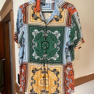 Topman Multicolor Patchwork Paisley Shirt